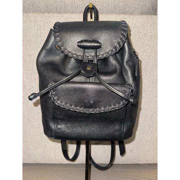 YSL Yves Saint Laurent Black Whipstitch Leather Flap Backpack Designer Luxury - Picture 2 of 10